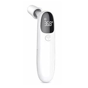 IndoTeam Digital Ear Thermometer for Adults & Kids – Infrared Forehead Thermometer Fast & Accurate, Instant Reading, Fever Alarm, & LCD Display - Infrared Thermometers Touchless Baby Thermometer