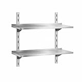 Générique Étagère Murale INOX Double 100 cm - Système à Crémaillère Réglable - Rangement Cuisine Professionnelle