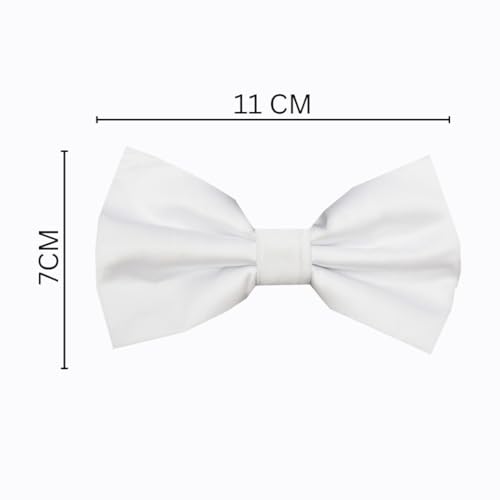 Image of Tie Studio Mens Formal Solid Bow tie | Satin | Microfiber | Standard Size | Premium fabric | Superior Clip Hold | Packaging - Box | Colour - Black Bow Tie (Set of 1)