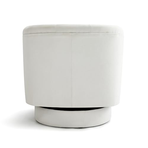 Sillón giratorio curvo tela blanco marfil miniatura 7