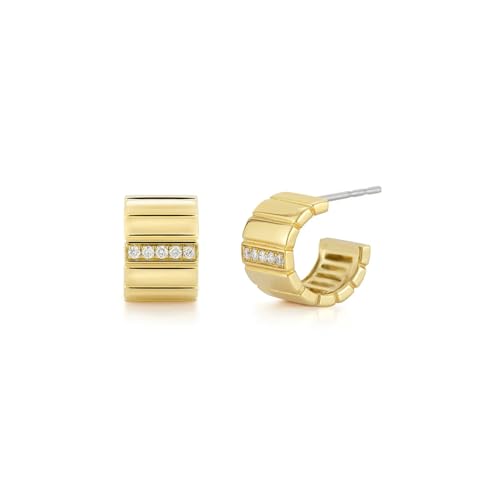 Image of Obidos 14K Gold Plated Illusion Stud Earrings for Women | Triple Huggie Hoop Earrings for One Hole| Trendy Simple Hypoallergenic Fashion Accessories Gold Jewelry Gifts for Womens
