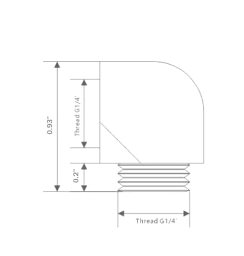 Image of dracaena.io 6-Pack G1 /4 inch Male to Female 90 Angle Elbow Fittings, Brass Water Cooling Connector Adapter for PC Computer Liquid Cooling Loop, Durable Leak-Proof Extender Fitting, White