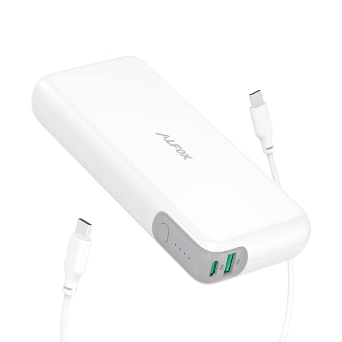Alfox モバイルバッテリー 20000mAh 大容量 PD 60W 急速充電 USB-A&USB-C 2ポート 2台同時充電可 PD3.0&QC3.0 パススルー機能搭載 軽量 旅行/出張/緊急用に最適 PSE認証済 iPhone/Android/MacBook/ノートパソコン/Switchなど各種対応 AF-PB004 ホワイト