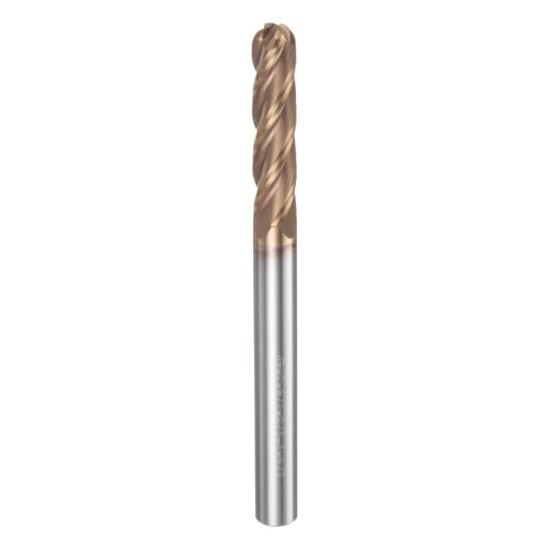 Image of HARFINGTON Ball Nose End Mill 4 Flute 1 /4 inch Diameter 1 /4 inch Shank Tungsten Carbide TICN Coated Spiral CNC Router Bits 1-1 /8 inch Cutting Length Single End Ball Cutting Tool for Carving Engraving