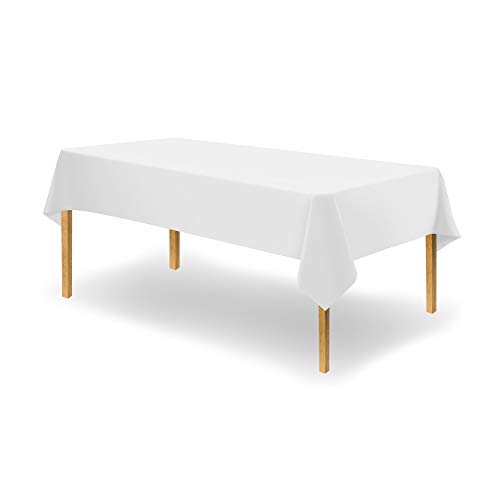 Party Dimensions 12 Count Plastic Tablecloth, Premium Heavy Weight, 54 x 108 inch, Rectangle, White