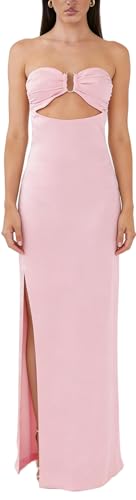 Image of Yiulangde Women Sexy Cut Out Maxi Dress Spaghetti Strap Backless Bodycon Dress Y2k Formal Hollow Out Sleeveless Long Dresses
