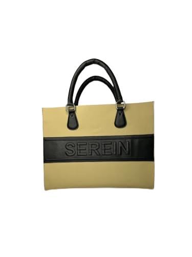 SEREIN Classic Tote Women's Bag Beige with Black