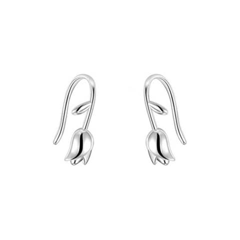 EVELYN 925 Sterling Silver Tulip Flower Cute Stud Earrings for Women and Girls Cover