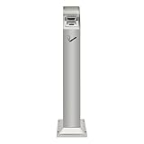 YOICUATGNA Kommerzieller freistehender Mülleimer, Edelstahl-Zigarettenasche mit Regenschutz & Schloss, Innen Außen Schließbar Abfallbehälter für Pub Hotel Restaurant Garten, 24×24×110 cm, Silber