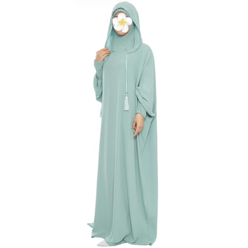 khalat Muslim Prayer Dress Abaya Solid One-Piece Hoodie Abaya Dress for Women Long Maxi Dress Islamic Dubai Jilbab