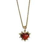 S925 Plata con Colgante de Collar de corazón de Jade Rojo Natural (con Cadena) para Mujeres Genuina 1
