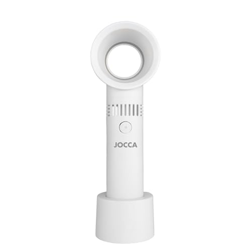 Jocca - Ventilador de Mano Portátil sin Aspas, Recargable USB, 3 Velocidades, 5W, Ligero y Compacto, Blanco y Verde (Blanco)