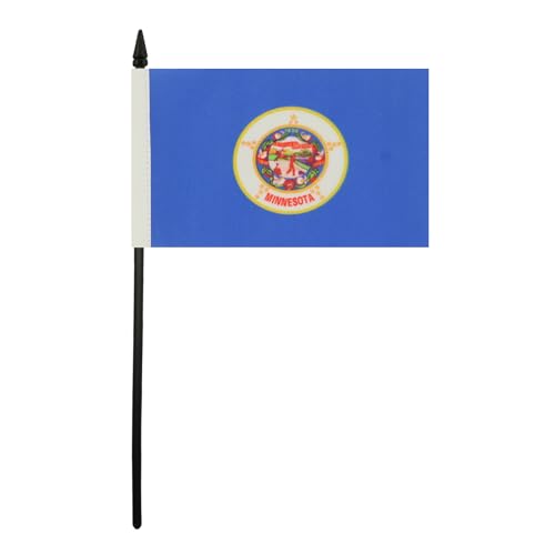 AZ FLAG - Minnesota Table Flag 4'' x 6'' - US state of Minnesota Office Mini Banner 100% Polyester 15 x 10 cm - Mini Desk Flag with 10'' Pole and Black Plastic Base - Image 2