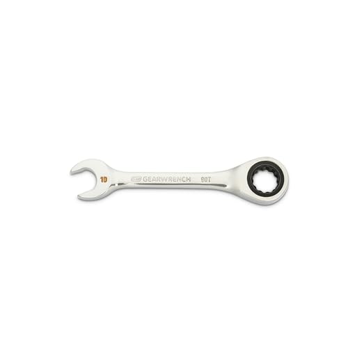 GEARWRENCH 10mm 90-Tooth 12 Point Stubby Combination Ratcheting Wrench | 86840