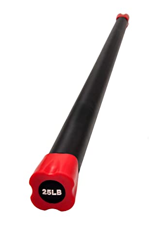 Fitvids Total Body Workout Weighted Bar with Solid Steel Core and Padded Foam Surface, Color Coded, 48 Inch Weighted Exercise Bar, 25 Pounds