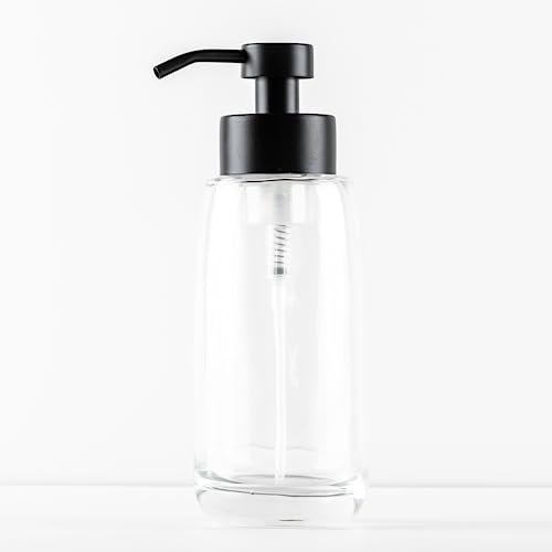 15Oz Clear Glass Foaming Hand Soap Dispenser Bottle With Matte Black Metal Pump - Refillable & Modern Farmhouse Style - For Kitchen & Bathroom Countertops; Hand Soap, Foaming Soap #TOP3