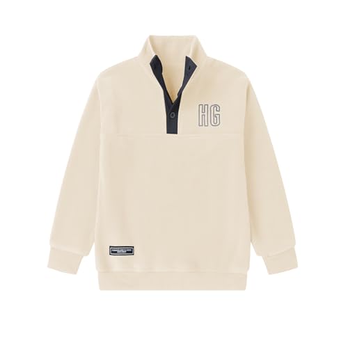 LittleSpring Boys Quarter Button Fleece Sweatshirt Pullover