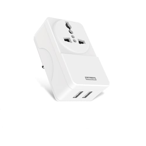 Image of Goldmedal Zesto Travel Adapter with International Socket &Dual USB- A | 3-Pin Socket | Multiplug Adapter For Travel, Home & Office