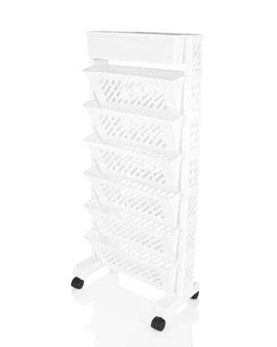 AVZEEGO Movable Bookshelf,Large Capacity Rotatable Plastic Rolling Organization Shelf,Utility Movable Book Rack for Kids Children Students Study in Bedroom Home School (6XL)