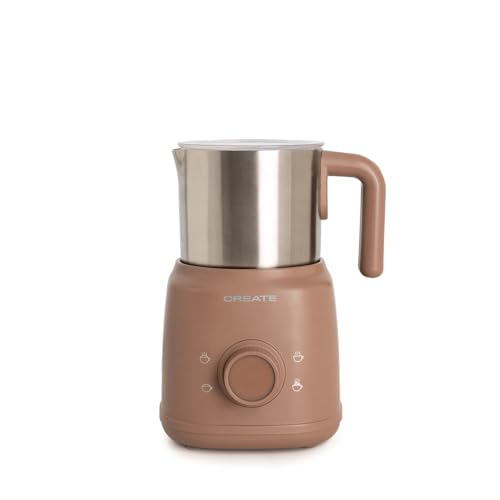 CREATE/MILK FROTHER RETRO/Espumador calentador de leche con jarra extraíble moca/Accesorios giratorios magnéticos, 350ml, uso en frío o caliente, 500W