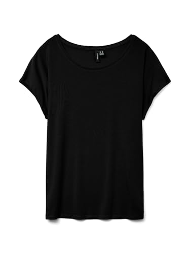 Vero Moda Femme Vmava Plain Top Gajrs Noos T-Shirt, Noir, M EU