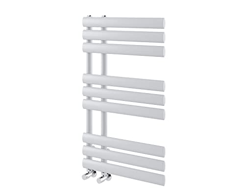 Riel de toalla de calor blanco Regal | Radiador de baño de diseño vertical | Riel de escalera | Calentador de toallas | 820 x 500