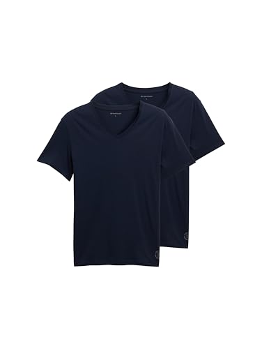 TOM TAILOR Herren T-Shirt mit V-Ausschnitt im Doppelpack, 10302 - Dark Blue, M – Ansicht 6