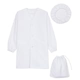 [ON NISHIKI] スモック 給食 エプロン ３点セット (給食衣 帽子 巾着袋) 長袖 子供用 白衣 (150cm/79307)
