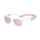 COCOSAND Baby Sunglasses with Strap UV400 Flexible Retro Square for Toddler Kids Boys Girls Age 0-24