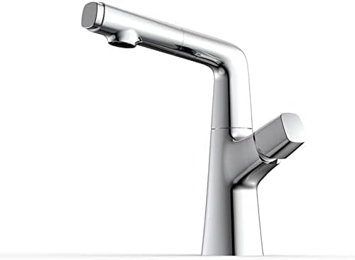Mitigeur monocommande extractible en chrome brillant pour lavabo design et moderne