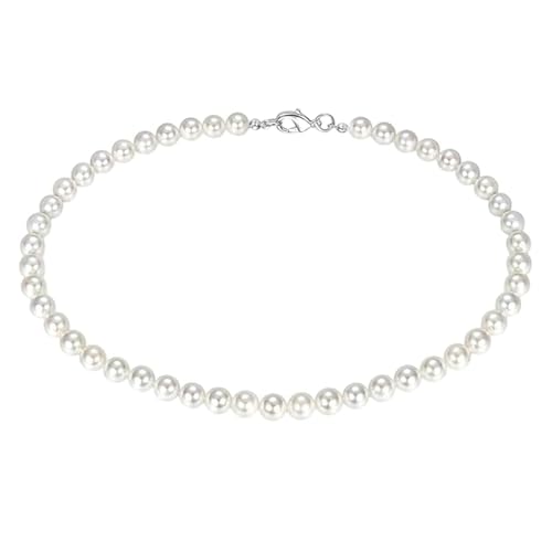 JazRvr Collar de perlas para hombre, elegante collar de perlas para ocasiones formales y informales, 7 cm de largo, 7 cm de ancho, 0,1 cm de peso