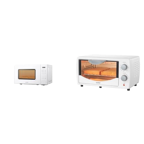 COMFEE Microwave with 11 Power Levels, 700W & Toaster Oven Combo with 3 Cooking Modes, 950W, White