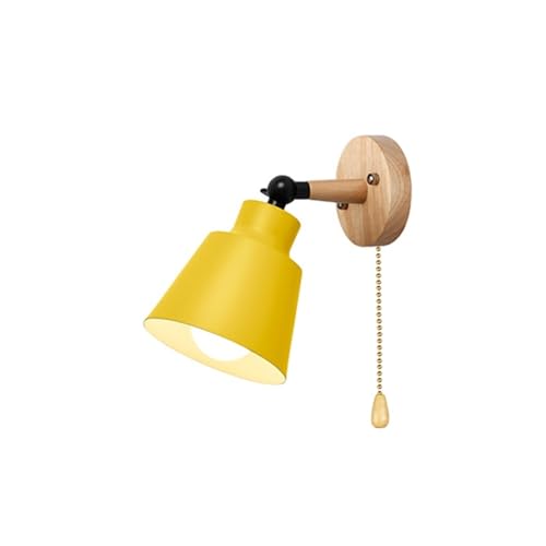 Applique en bois avec prise et interrupteur jaune pour luminaire de salon moderne