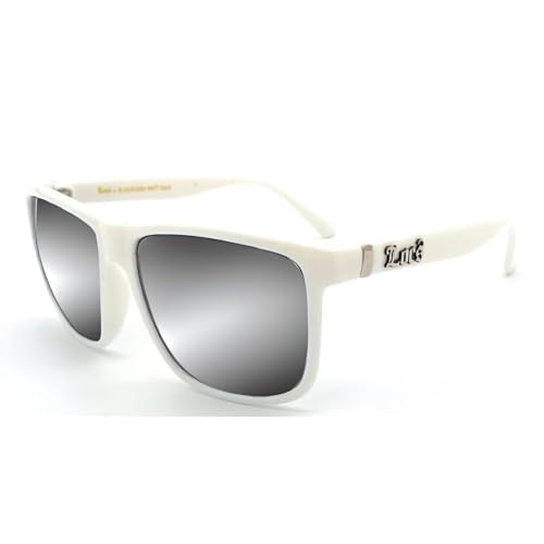 Locs Metal Rim Frame Original Gangsta Shades Men's Hardcore Shield Sunglasses - White with Mirror Lens