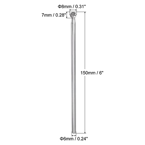Fresa de carburo bola doble corte cabeza 8mm 150mm miniatura 2