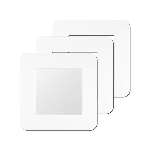 CANGCANG 3 placas de cubierta de interruptor de luz, color blanco, adhesivo para interruptor de luz, protector de pared para decoración del hogar (8,6 x 8,6 cm)
