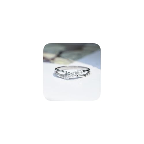 Moissanite Twisted Rope Wedding Band for Women's Plated 925 Silver Simulated Diamond Infinite Eternity Stacking Ring for Women Minimalist Jewelry Gift Size 7#