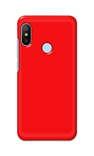 Image of Printed Hard Back Cover Case for Mi A2 Back Cover (Plain Red) -1803