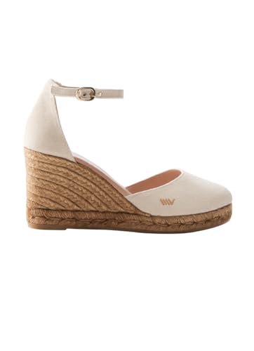 Viscata Estartit Espadrille Canvas Wedges Spain Handmade 3 ½” Heel Women's Sandals with Breathable Organic Cotton Canvas and 100% Natural Jute Midsole for all Occasions: Casual, Work, Party