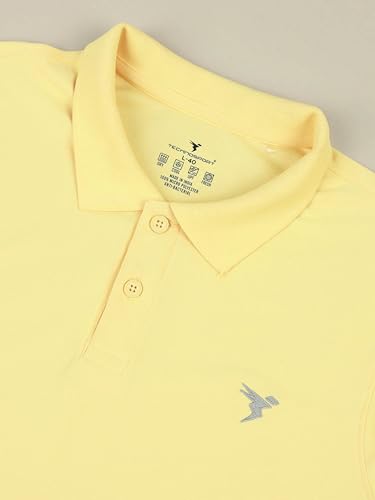 Image of TECHNOSPORT Mens Slim Fit Polyester Active Wear Collar Polo T-Shirt with Long Sleeves for Workout, Sports