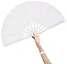 Amajiji Large Folding Fan, Chinease/Japanese Folding Silk Hand Fan, Women Hand Folding Fans Hand Fan Gift Fan Craft Fan Folding Fan Dance Fan (White)