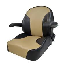 Universal High Back Zero Turn Lawn Mower Seat in Black and Brown Vinyl. TS101.