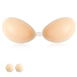 TEMOLA Klebe BH Push up BH für Damen, BH rückenfrei mit 2 Nippelpads, unsichtbarer Klebe BH rückenfrei BH silikon BH selbstklebend trägerloser BH Geeignet für Brautkleider, Abendkleider, Badeanzüge