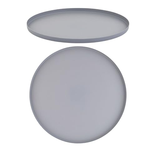 Marrakesch Tablett Serviertablett rund 25 cm groß Grau | Servierteller als Dekorative Tischdeko für Küche und Schlafzimmer | Kerzenteller als Weihnachtsdeko für Wohnzimmer oder Zimmer Deko