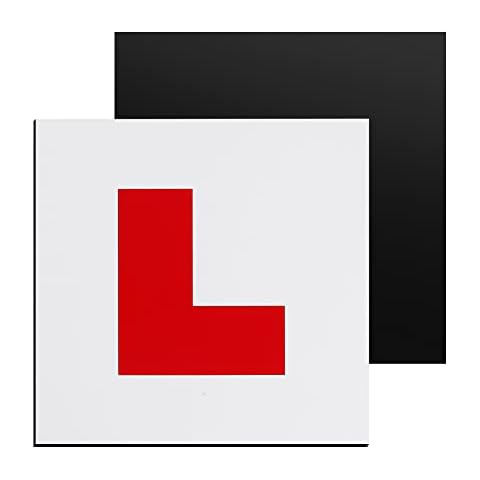 Onarway Fully Magnetic L Plates for New Drivers, 2 Pack Extra Thick Strong Magnetic Plate - Non Scratch Vehicle Paint Cover