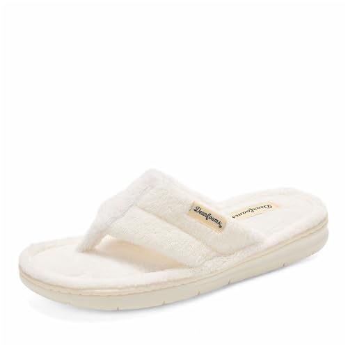 Image of Dearfoams Women's Melanie Colorblocked Microfiber Terry Thong Slipper