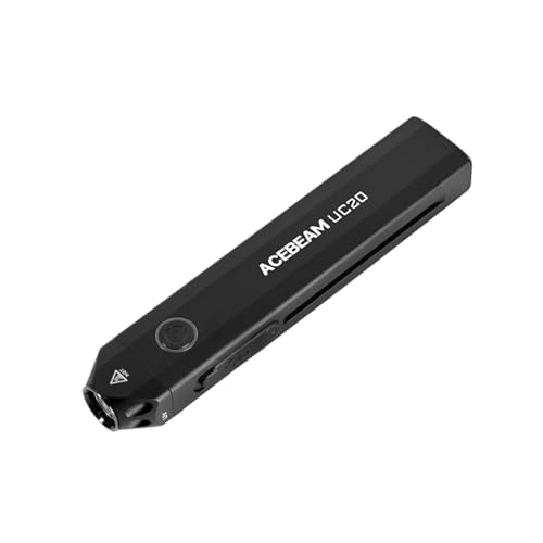 ACEBEAM UC20 Lanterna EDC recarregável de forma plana com luz vermelha, UV e LED branca, 1000 lúmenes, lanterna compacta de bolso, luz super brilhante para emergências, campismo e casa