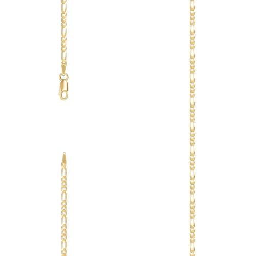 Chaîne Figaro en argent 925 plaqué or 2.3 mm un bijou raffiné maille miroir de 51 cm