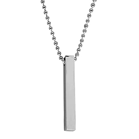m men style RelationshipGift Fashion Jewelry Reactangle 4Sided Vertical 3D Bar Silver Zinc Metal Pendant for Unisex-picture-33