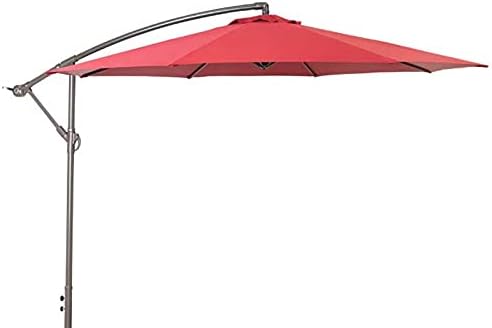 QDY -Patio 10ft Offset Umbrella, Cantilever Umbrella, Hanging Market Umbrella, Large Outdoor Umbrellas with Crank for Backyard, Lawn and Garden, Base not Include,Red